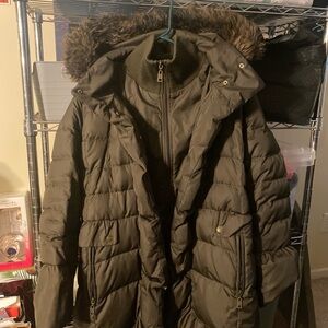 Jessica Simpson Brown Puffer Jacket with Faux Fur Trim